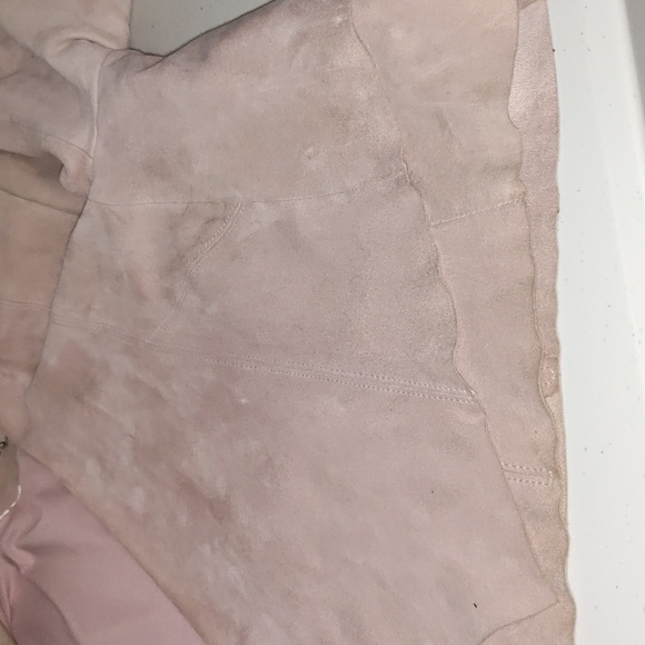 White House Black Market Flounce-Front Suede Jacket cropped light pink size m - Picture 13 of 14